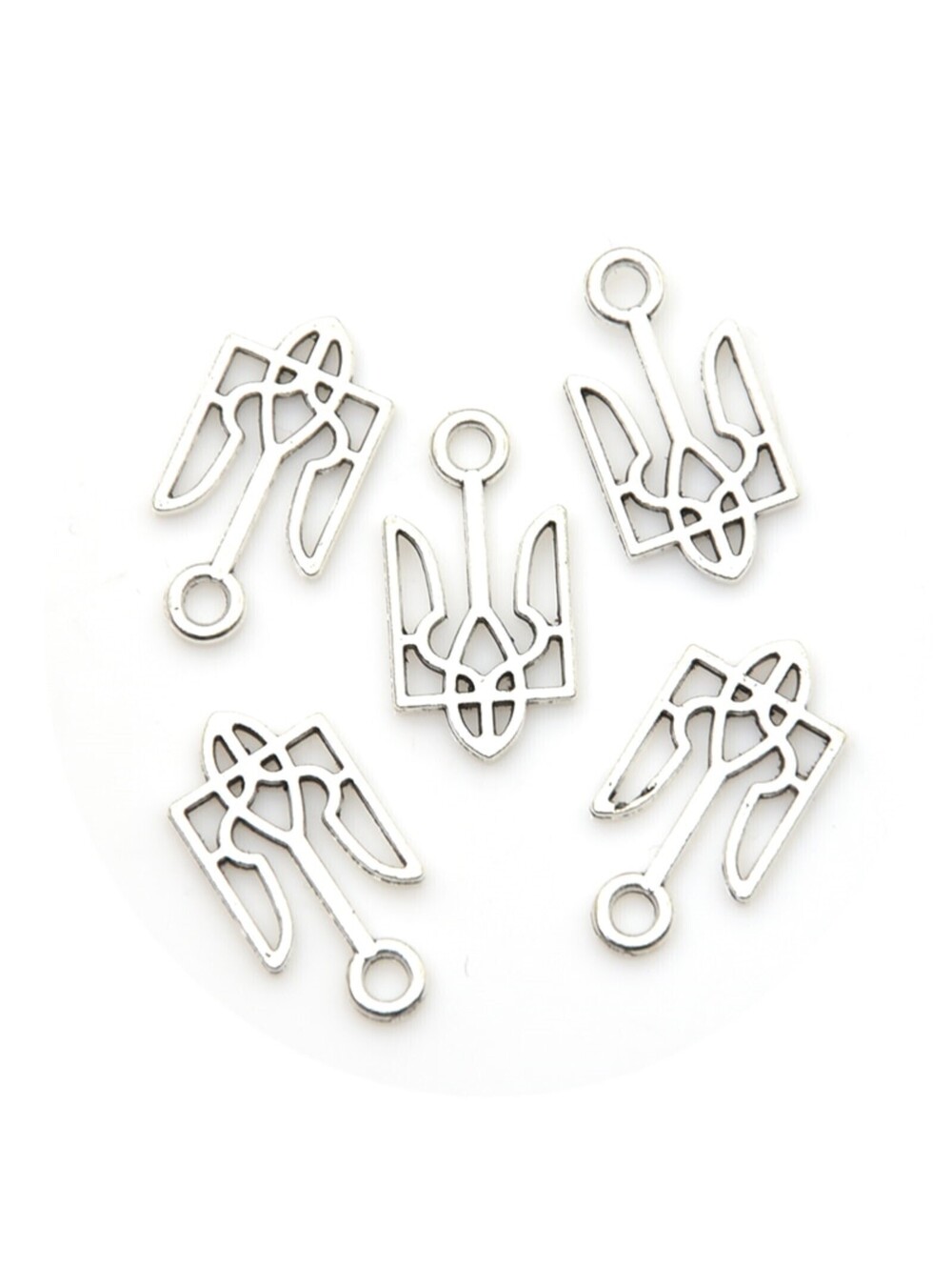 Ukrainian Trident National Symbol Antique Silver Slava Ukraini Charms 4 pcs